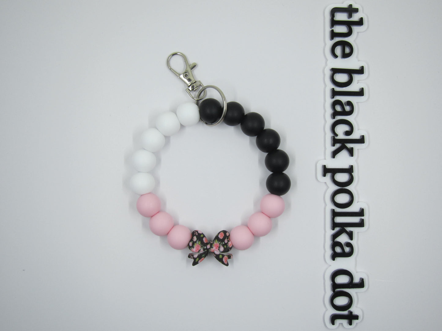 black & pink floral bow